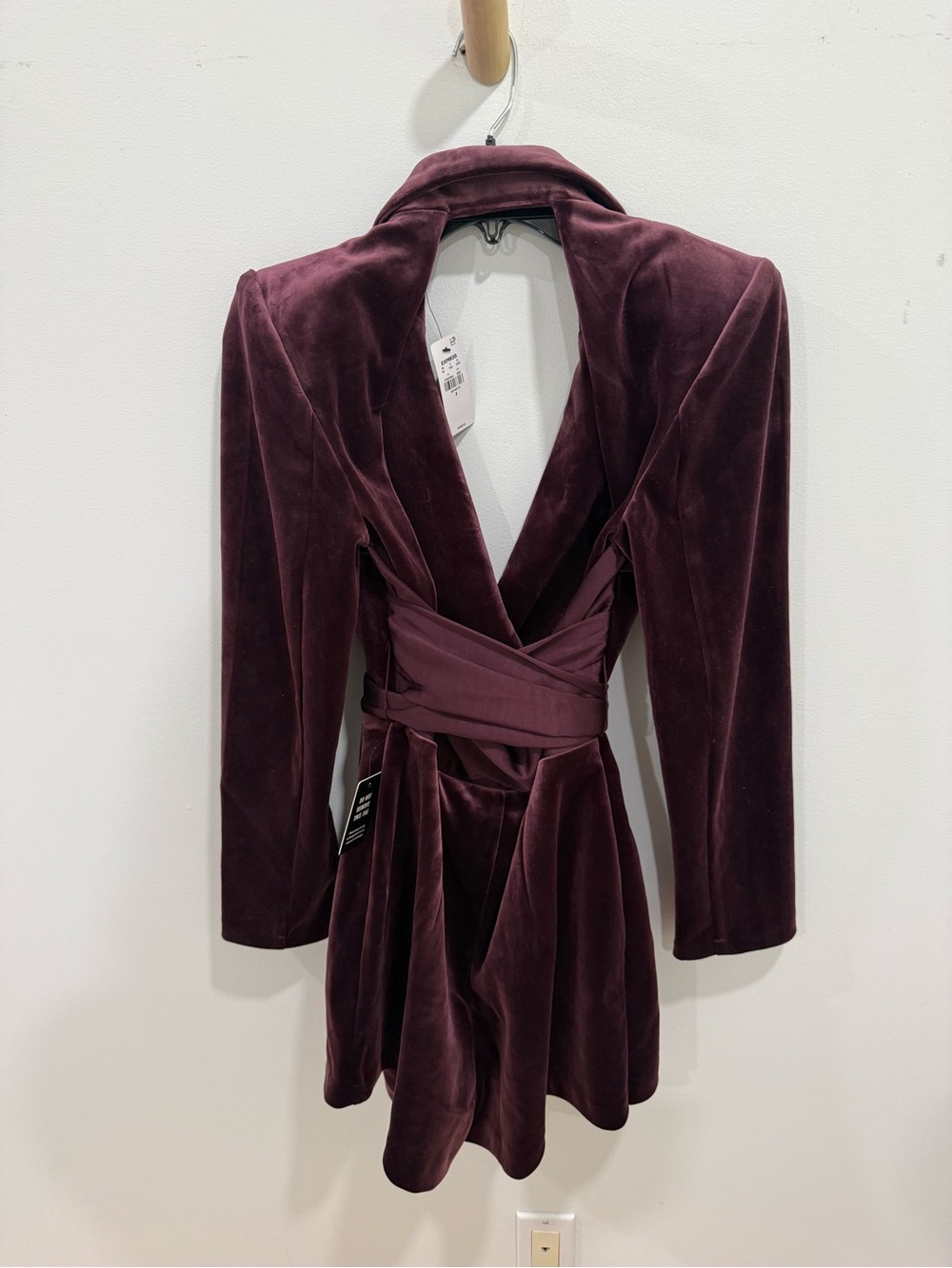 Express Velvet Wrap Blazer in Deep Plum - Picture 3 of 3